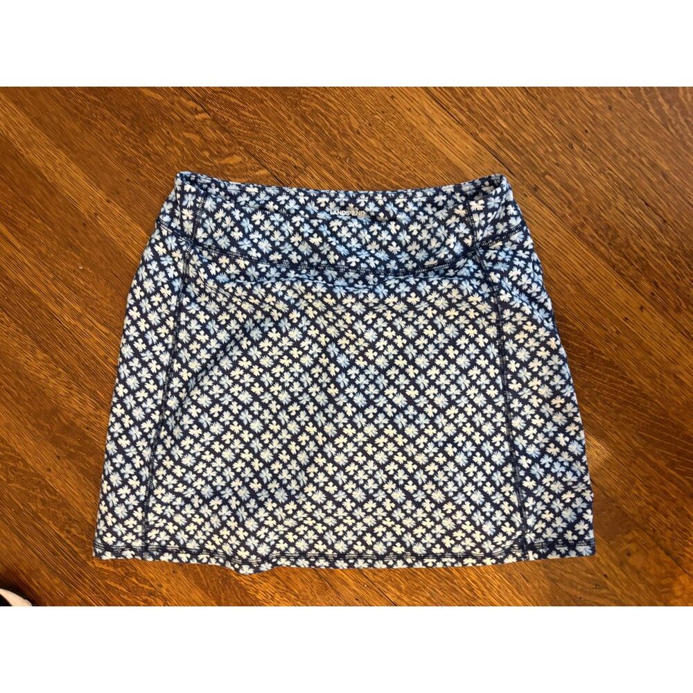 Lands’ End Women’s Small 6–8 Navy Floral Active Skort Built-In Shorts Pocket